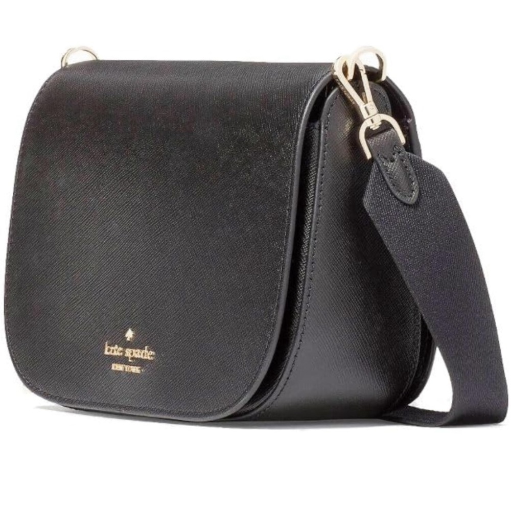 Kate Spade Madison Safiano Leather Saddle Bag (blk)